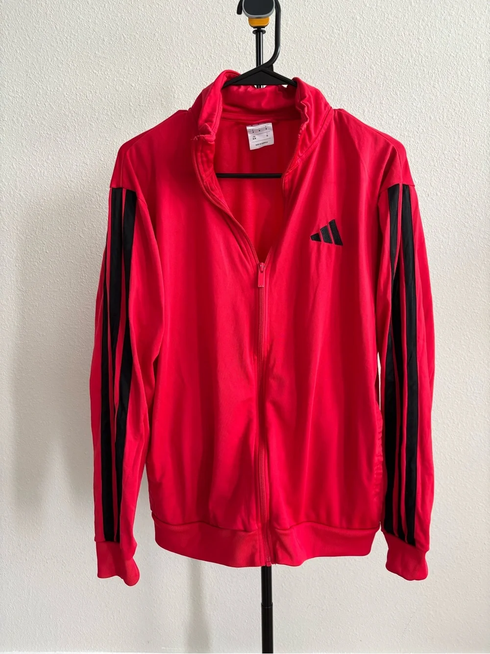 adidas Men’s M Red Track Jacket 3-Stripes Full Zip Athletic Sportswear